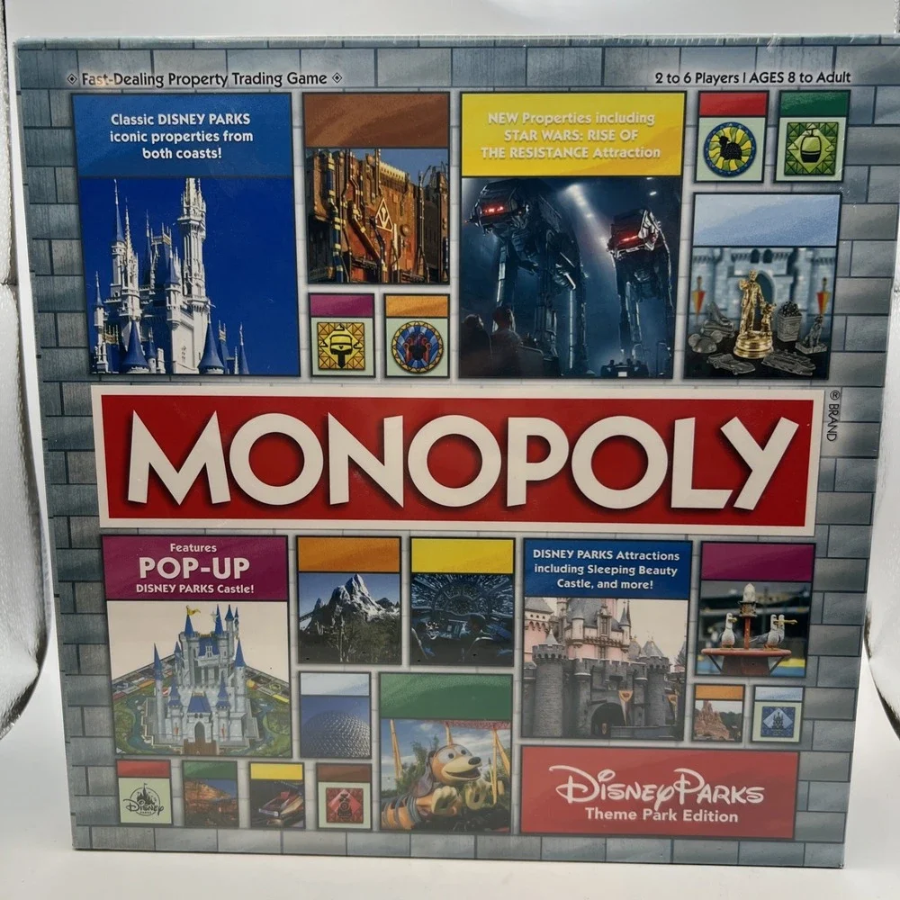 Disney Parks Theme Park Edition Monopoly With Pop-up Disney Castle New